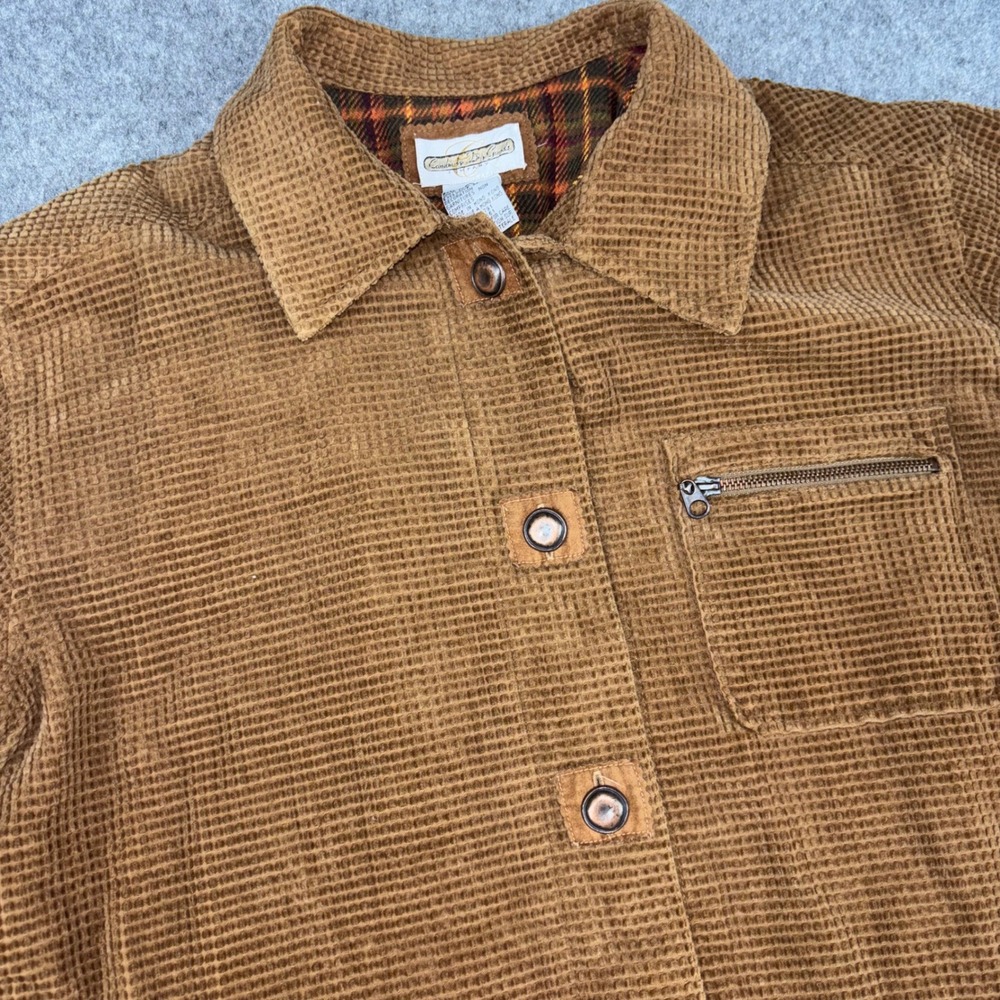 VTG Cambridge Dry Goods Jacket Womens Medium Brown Corduroy Plaid Lined  Coat